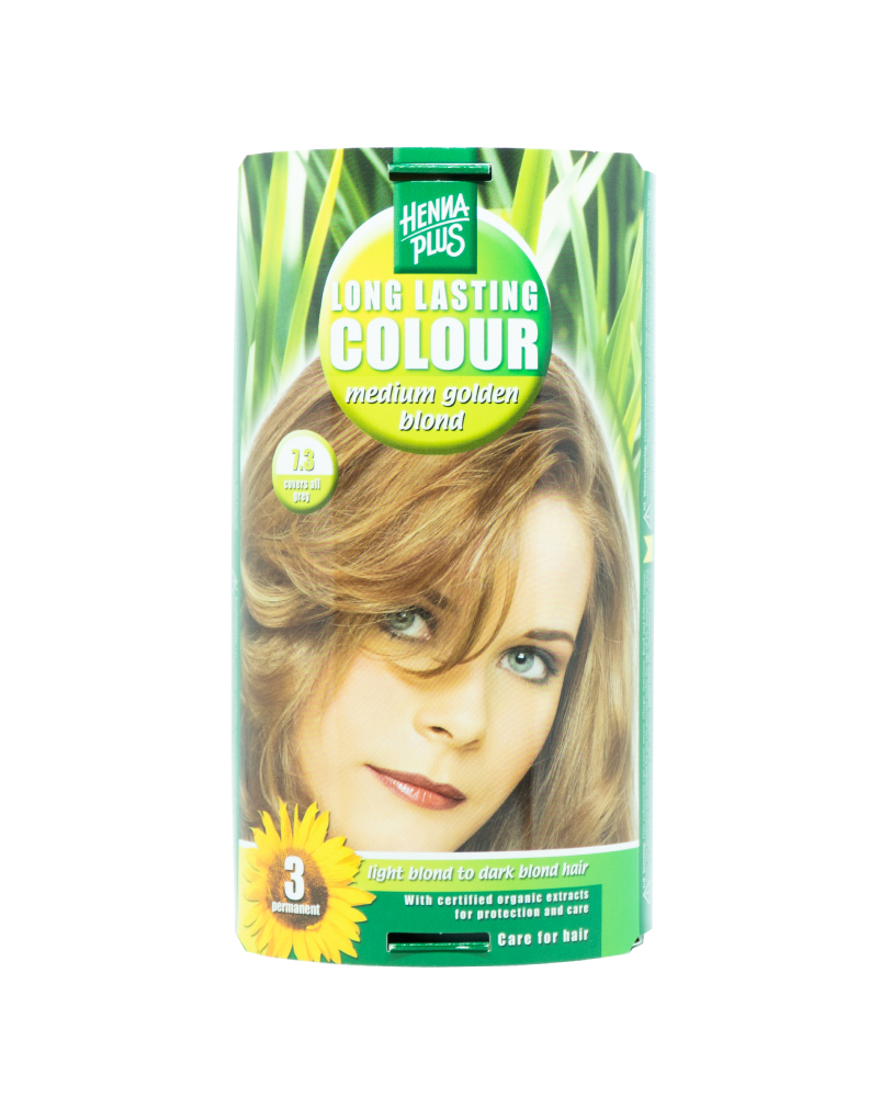 Hennaplus  plaukų dažai ilgalaikiai spalva vidutinė aukso blondinė 7.3